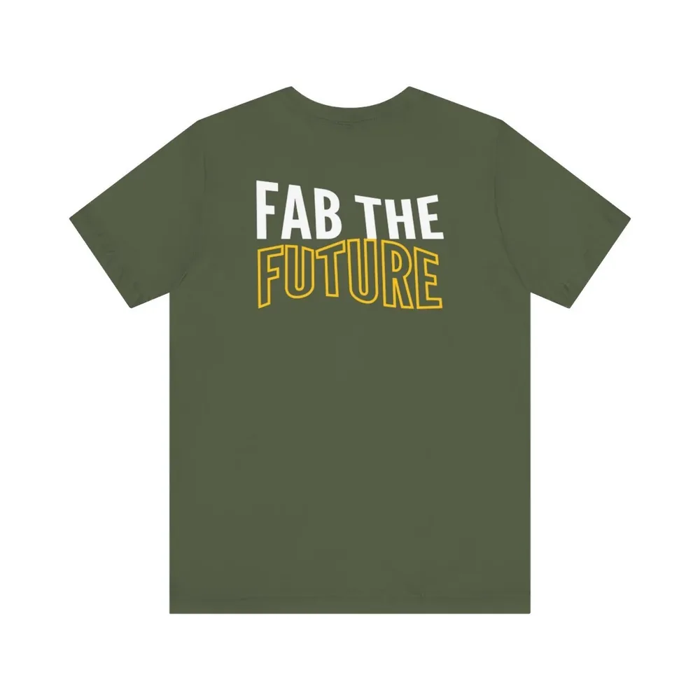 Fab the Future tee, black, back print.